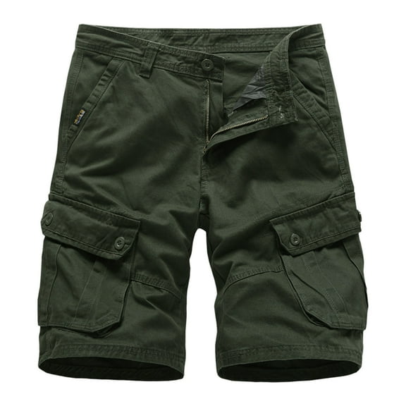 MSJUHEG Mens Shorts Men'S Shorts Male Solid Color Multi Pocket Zipper Buckle Outdoor Shorts Tooling Shorts Shorts Men Army Green L