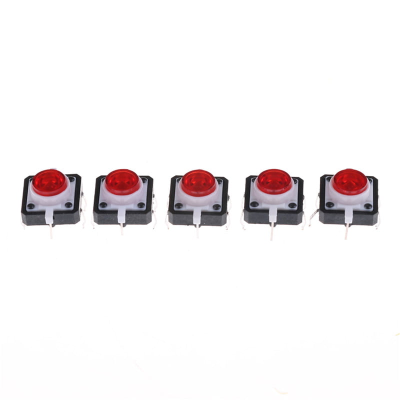 Details about   5pcs 12*12*7.3 Red Tactile Push Button Switch Momentary Tact LED  JBWM 