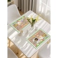 thumbnail image 5 of Happy Easter Bunny Placemats Set of 4, Spring Floral Wooden Sage Green Plaid Placemats for Dining Table, Place Mats for Kitchen Tabletop, Waterproof Wipeable Dining Table Mats Set, 5 of 9