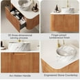 thumbnail image 4 of 24" Modern Bathroom Vanity with Sink, Floating Bathroom Cabinet with Ultra-Thin Marble Ceramic Basin and Top, Extra Large Storage Drawer, Soft-Close Design, Nature Wood, 4 of 6