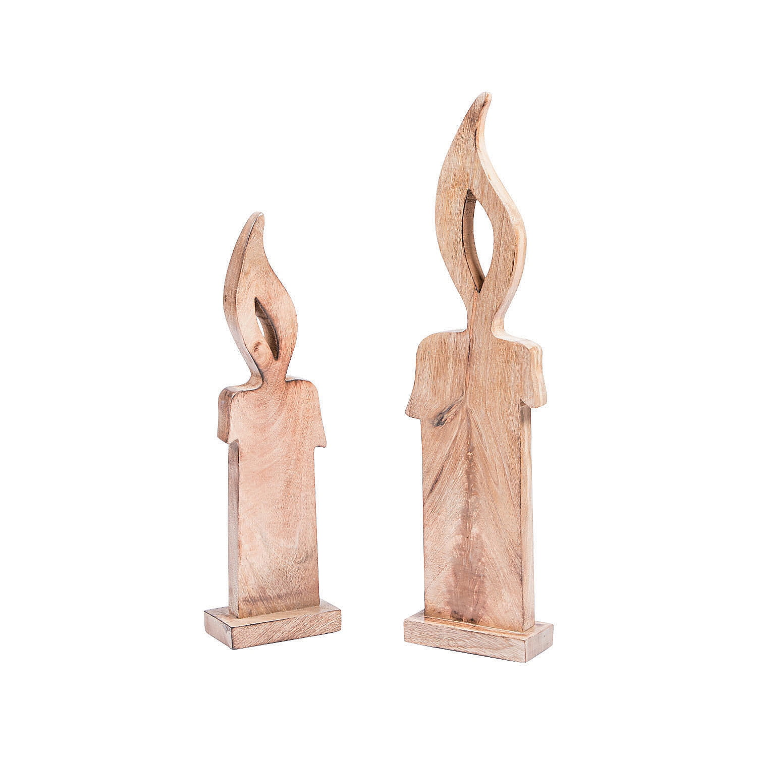 Wooden Christmas Candles S/2 Home Decor 2 Pieces