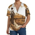 thumbnail image 3 of Honeii 's Western Cowboy Countryside for men's short-sleeved button-up collared shirt featuring a pocket, perfect for beach vacations, and travel adventures., 3 of 5