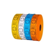 Smiley Face Roll Ticket 1,000 Ticket Roll 8 Pack Assorted Colors.Consecutively Number, Perforated