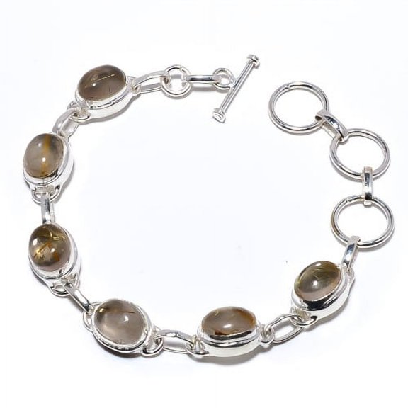 Golden Rutilated Quartz 925 Sterling Silver Tennis Bracelet 7.99" T81, Gemstone Jewelry, Birthday Gift, Beautiful Jewelry For Woman & Girls