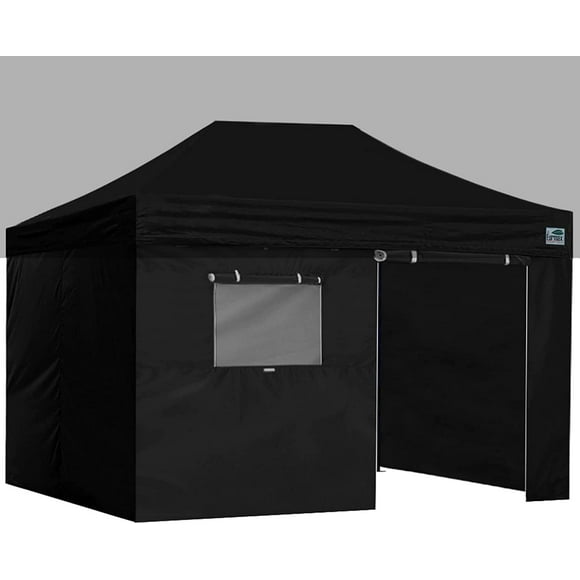 Eurmax Usa Full Zippered Walls For 10 X 15 Easy Pop Up Canopy Tent Enclosure Sidewall Kit With Roller Up Mesh Window And Door 4 Walls Only Not Including Frame And Top(Black)