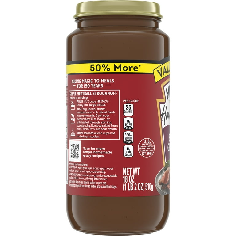 pack) Heinz HomeStyle Beef Gravy Value Size, 18 oz Jar