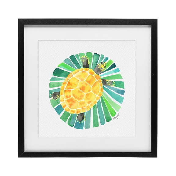Stupell Industries Bohemian Lotus Garden Turtle Black Framed Print Under Glass, 13 x 13, by Hillary Holt