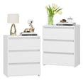 thumbnail image 1 of Homfa 2 Pcs White Nightstand with 3 Drawers, Sofa Table for Living Room, Modern Wooden Storage Cabinet for Bedroom, 1 of 8