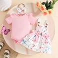 thumbnail image 2 of Karoyedx Baby Girl Dress Romper Baby Girl Summer Clothes Cute Outfits Short Sleeve Romper Overall Skirt Dress Headband 3PCS Newborn Outfit Pink Size,6-9 Months, 2 of 5