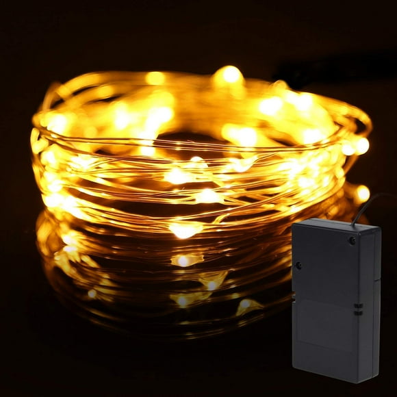10ft (3m) 30LEDs Fairy LED Wire String Lights - Battery Powered Starry Lights for Festival, Christmas, Wedding, Holiday and Party - Warm White - Waterproof - THL-11