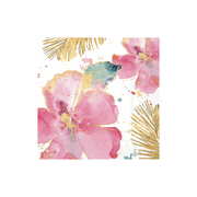 IHR Ideal Home Range Cocktail Napkins Disposable 3-Ply Paper Party Napkin Pack, 5" x 5", Flamingo Fever Flower (Cream), 20-Count