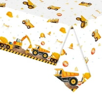 AuroraX Rectangular Birthday Tablecloth Disposable Plastic Picnic Party Outdoor Table Cloth Construction Toy Truck Patterrn Table Cover