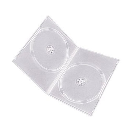 Maxtek 7mm Slim Clear Double CD/DVD Case, 50 Pieces Pack. (2 Discs Capacity per Case)