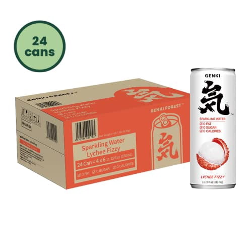 Genki Forest Lychee Fizzy Sparkling Water, 11.15 fl oz, Gluten-Free, Dairy-Free
