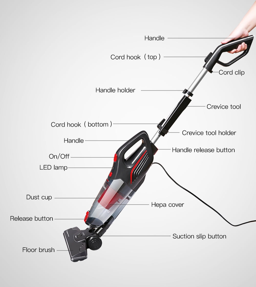 Dibea Stick Vacuum Cleaner 2 in 1 Corded Lightweight Upright and Handheld Vacuum 15Kpa Strong Suction Multi-Layer HEPA Filter 1L Dust Bin 5 Height Adjustment for Carpet Hard Floor Pet Hair Dust SVC-SC4588-A Dibea Stick Vacuum Cleaner 2 in 1 Corded Lightweight Upright and Handheld Vacuum 15Kpa Strong Suction Multi-Layer HEPA Filter 1L Dust Bin 5 Height Adjustment for Carpet Hard Floor Pet Hair Dust SVC-SC4588-A