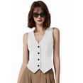 thumbnail image 2 of Vest Tops for Women, Knit V-Neck Sleeveless Button Down Vest Business Casual Outfits Milky White XL, 2 of 9