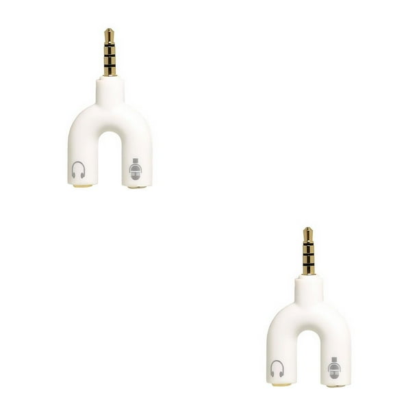 Methold Tipo de divisor de audio de 3,5 mm Interfaz de conector estéreo conveniente Convertidor de sonido Auriculares para teléfono Accesorios para blanco 2piezas