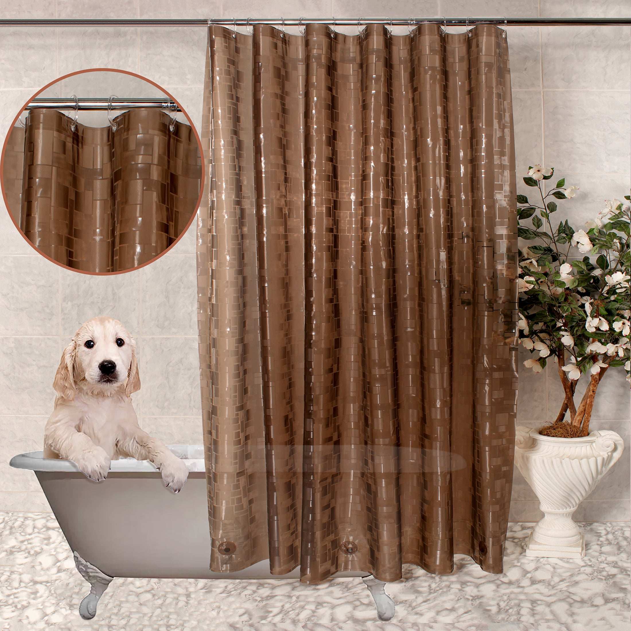 Shower Curtain Liner 3D Semi Transparent Heavy 8G Thick PEVA Waterproof Plastic Metal Grommets