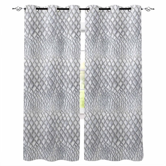 Animal Leather Blackout Curtains 96 Inch Length 2 Panels Set, Vintage Animal Textures Minimalist Gray Full Shading Curtains for Windows, Blackout Curtains for Bedroom Living Room 52"x96"