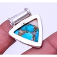 thumbnail image 2 of Copper Pink Opal With Kingman Blue Turquoise 925 Sterling Silver Pendant 1.17" A331, Gemstone Jewelry, Birthday Gift, Beautiful Jewelry For Woman & Gi, 2 of 2