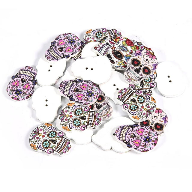 Botones de calavera de madera - 50 piezas, manualidades diy, suministros de costura