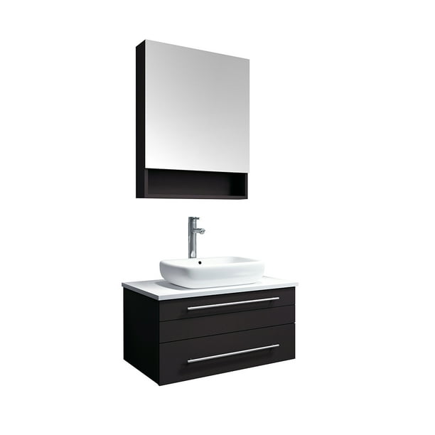 Vessel Sink Modern Bathroom Vanity, 30 Inch Floating Vanity With Vessel Sink And Drain