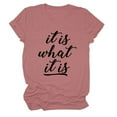 thumbnail image 1 of Camiseta informal holgada de cuello redondo y manga corta negra para mujer Camiseta con letras en oro rosa, 1 of 4