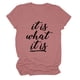 thumbnail image 1 of Camiseta informal holgada de cuello redondo y manga corta negra para mujer Camiseta con letras en oro rosa, 1 of 4