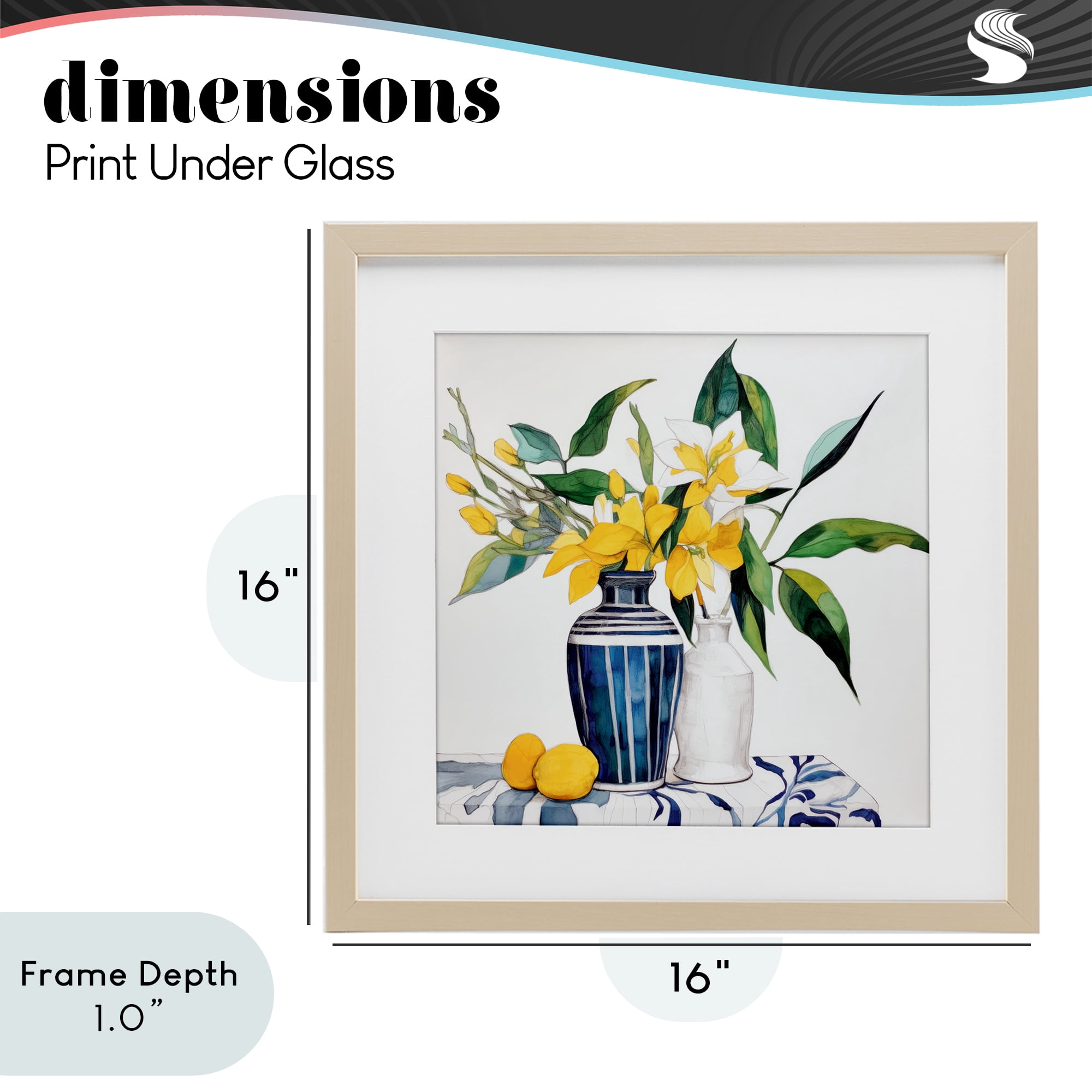 Stupell Industries Lemons And Blooms Table Birch Framed Print Under Glass, design by Ray Powers