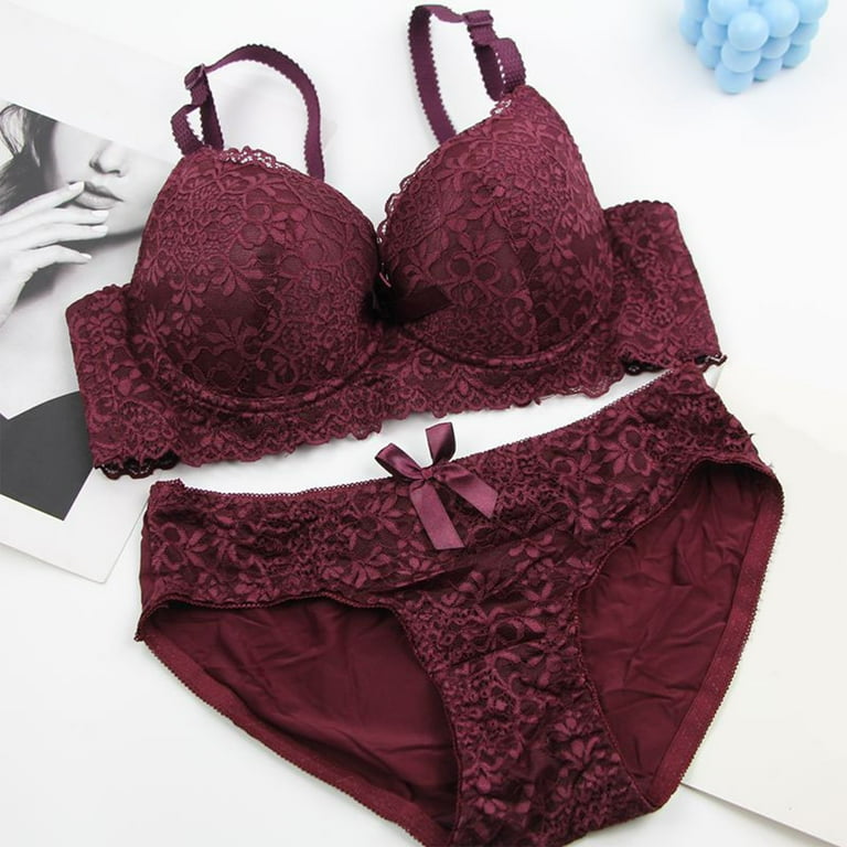 Women's Lace Underwire Bra And Panty Set - Comfortable Everyday Lingerie