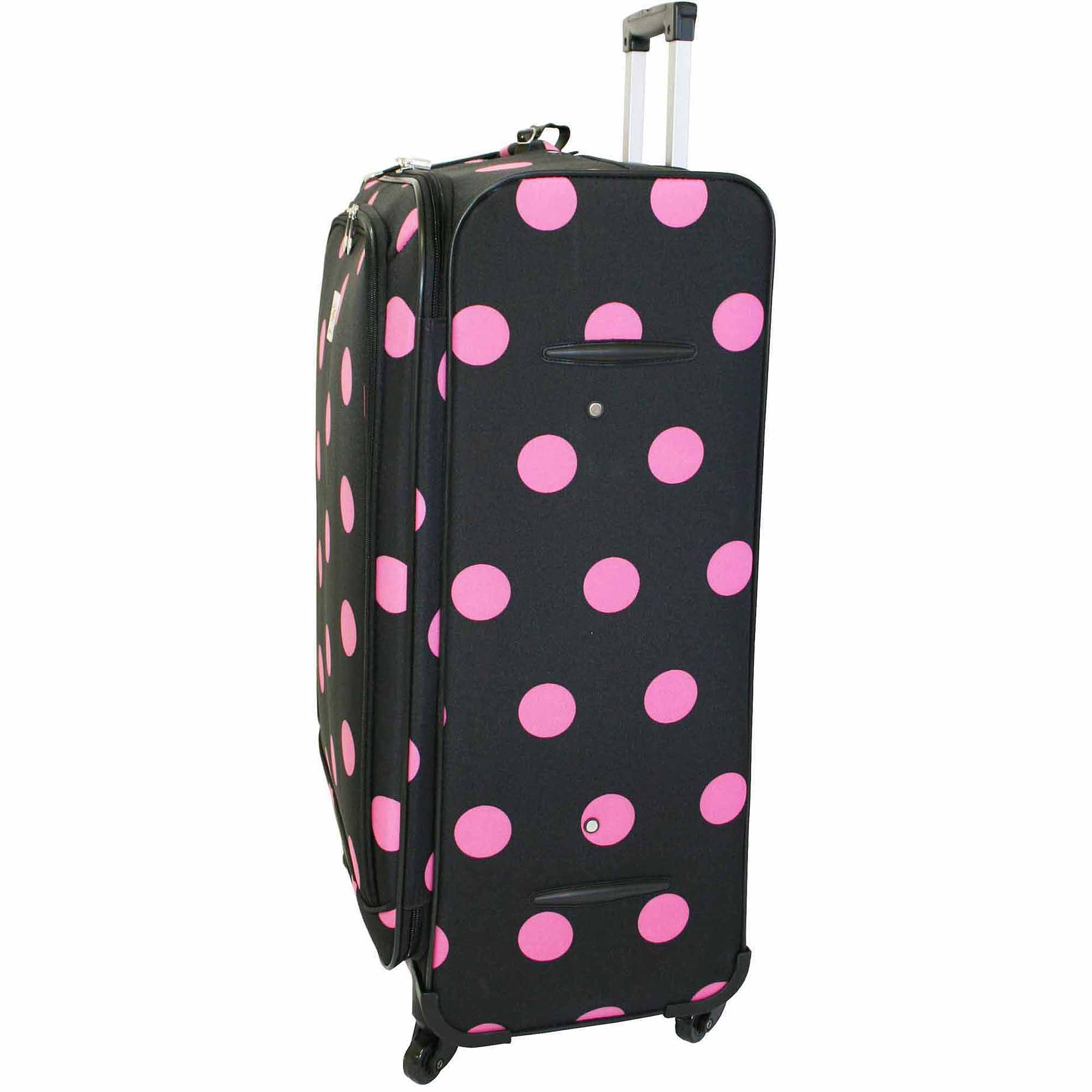 pink and black luggage