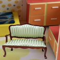 thumbnail image 3 of 1/12 Miniature Wooden Sofa Miniature Dollhouse Accessories Miniature Scene Model Double, 3 of 7
