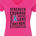 thumbnail image 4 of Inktastic ALS Awareness Strength Courage Support Women's V-Neck T-Shirt, 4 of 5