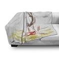 thumbnail image 3 of Summer Soft Flannel Fleece Throw Blanket, Sketch of a Girl on Beach Summer Holiday on Sand Sunbathing, Cozy Plush for Indoor and Outdoor Use, 60" x 80", Yellow White, by Ambesonne, 3 of 6