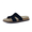 Black, variant on Wisdom Womens Suede Sandals | Genuine Leather Slides with Cutout Strap | Slip On Cork Footbed Slide Sandals for Women