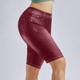 thumbnail image 2 of KHONTS Women's Bermuda Shorts Pull on Knee Length Stretchy Jean Leggings Red XXL, 2 of 4