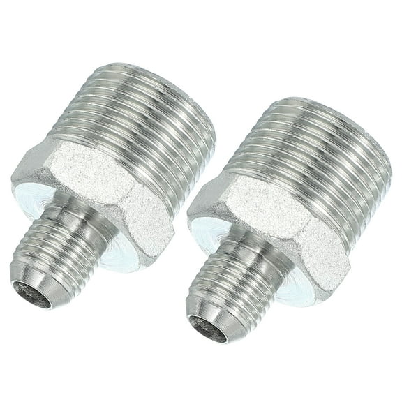 Hex Reducing Nipple Connectors Pipe Adapter 9/16 Male 37° Flare JIC x 3/4 Male NPT 2 Pack