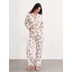 thumbnail image 2 of Conjunto de pijama de 2 piezas con corona navideña para mujer, camisa abotonada de manga larga con ribete festoneado y pantalón, ropa de dormir informal, 2 of 5