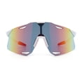 thumbnail image 5 of Mens Oversized Rimless Shield Wrap Sport Plastic Runners Sunglasses White - Red Mirror, 5 of 8