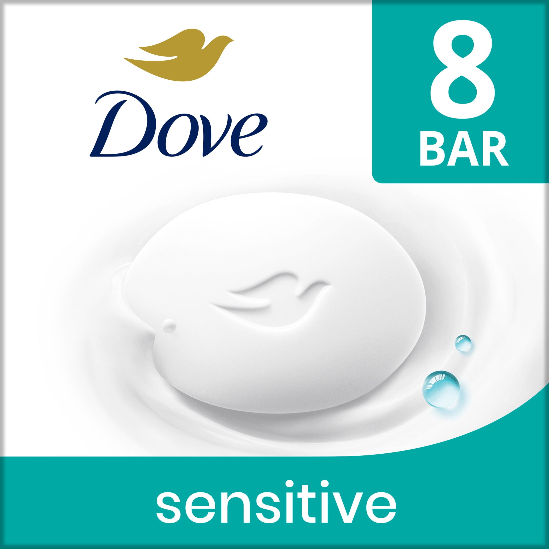 Dove Beauty Bar Soap For Sensitive Skin, Sensitive, Fragrance Free And Hypoallergenic ,3.75 oz 8 Bars