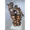 thumbnail image 5 of Nifao Two Kids on Rocks with a Bird Bronze Statue – Home Decor Sculpture, 36"L x 30"W x 44"H, 5 of 11
