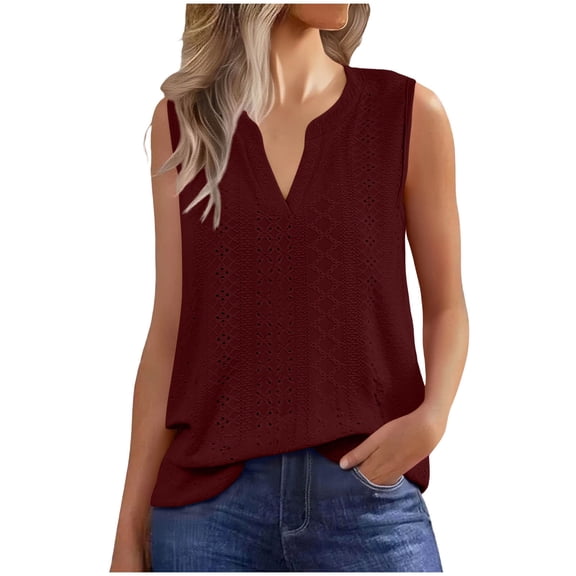 Fewfanhot Women's Classic V-Neck Tank Top, Simple Solid Color Sleeveless Top for Casual Outfits and Layering All Season