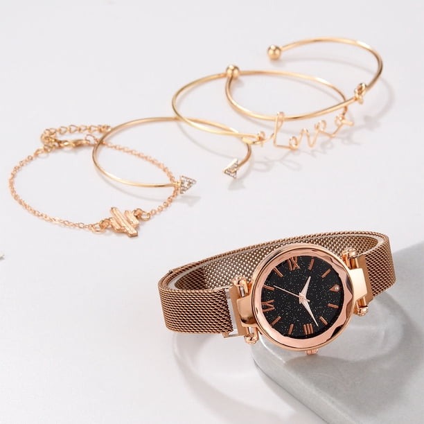 Genuine Leather Strap Quartz Watch with Bracelet Set Vintage Caprice Quartz Watch, Brown Leather Bracelet (AS IS  main image 3