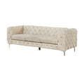 thumbnail image 2 of Denver 2 Piece Button Tufted Beige Velvet Fabric Living room Set - Sofa and Loveseat, 2 of 4