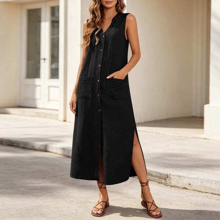 black dress with slits on the side VENUS Shape Embrace High-Slit | and other formal occasions Flowy Black Maxi Dress with