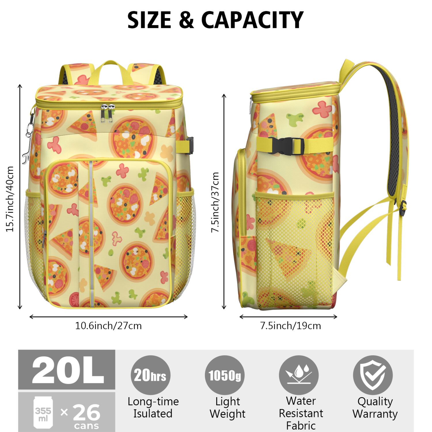 Pizza Cooler Backpack Insulated Waterproof Leak Proof Insulated Cooler Backpack Lightweight Lunch Picnic Camping Backpack Cooler for Office Workers Outdoor Enthusiasts