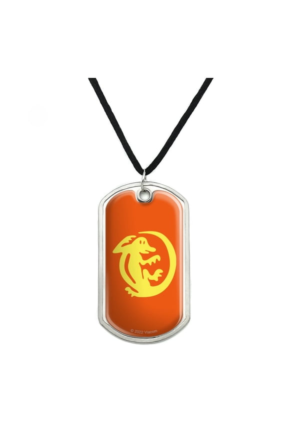 Hidden Temple Orange Iguanas Military Dog Tag Pendant Necklace with Cord