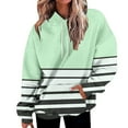 thumbnail image 2 of TFEOQRY Hooded Sweatshirts for Women Loose Striped Printed Pullover with Pockets Long Sleeve Hooded Tops Sweatshirt Green, 2 of 5