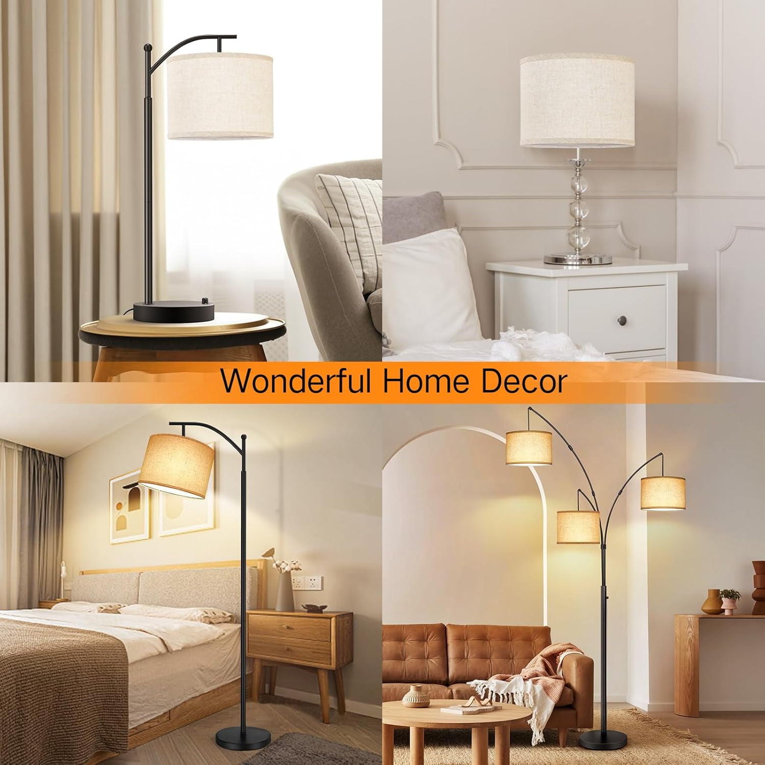Beige Drum Lamp Shades for Floor Lamps, 13" Top x 13" Bottom x 10" High, Easy to Assemble, Replacement Linen Lampshades for Table Lamps & Bedside Lamps (1.65" Spider)
