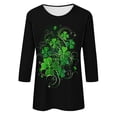 thumbnail image 5 of Viikei Fall Tops for Women,Women's Printed Casual Round Neck Pullover Three-quarters Sleeve T-shirt Green L, 5 of 5